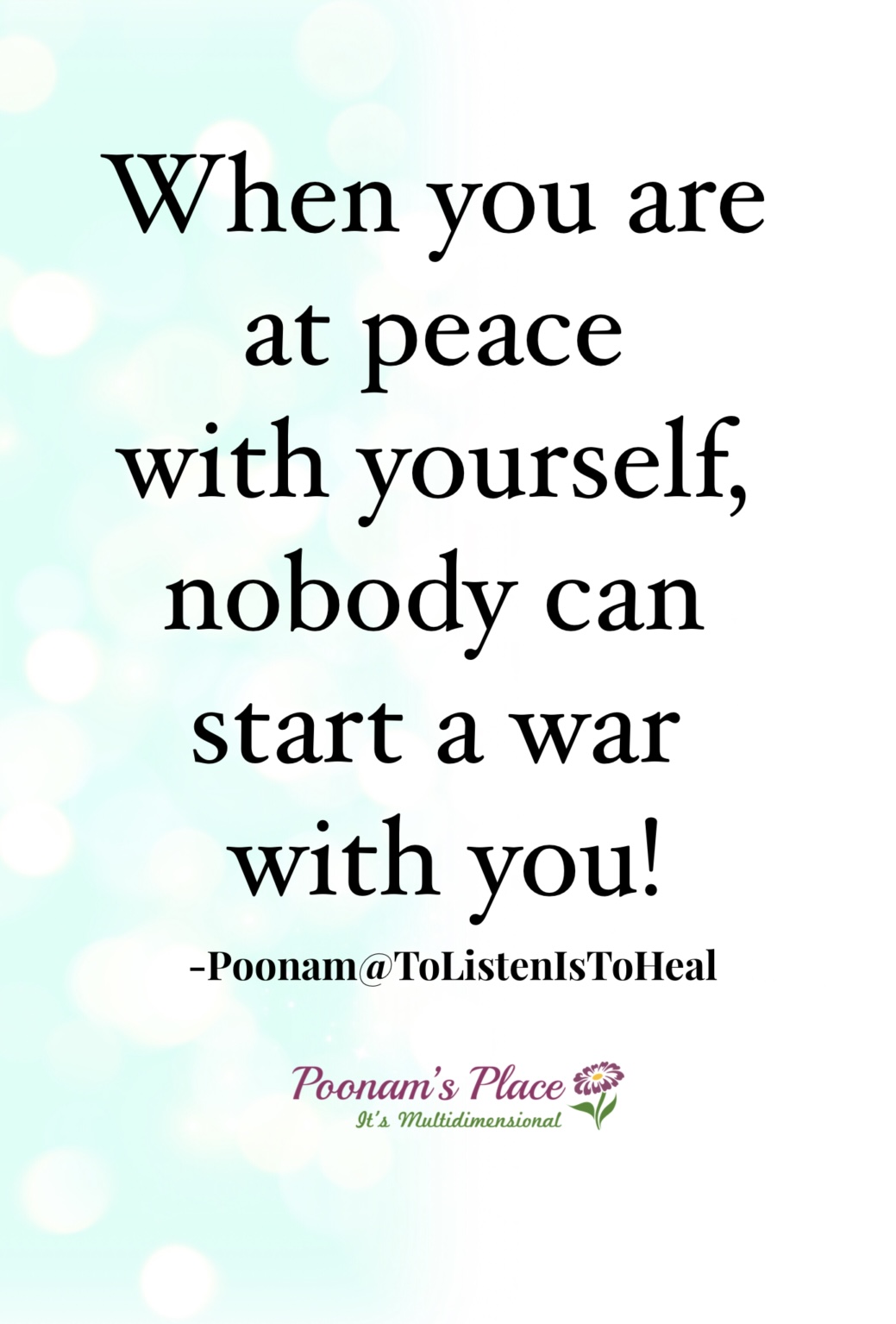 “Peace Begets Peace” by: Poonam